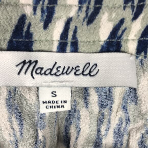 Madewell Sunpleat Lace-Up Top in Painted Feathers size S - Picture 11 of 11